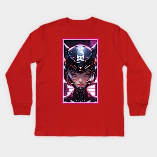 Anime Race Girl | Special Anime Artwork | Pink Red Black Blue Chibi Manga Anime Art Kids Long Sleeve T-Shirt